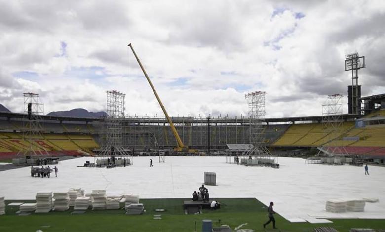 Montaje de un concierto en Bogotá