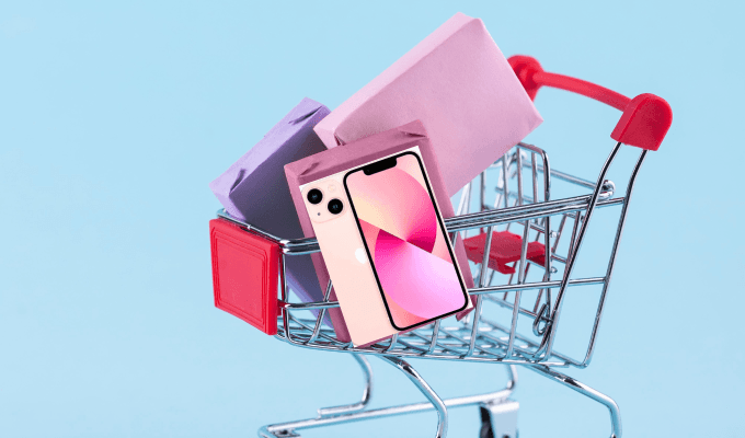 iPhone en un carrito de compras