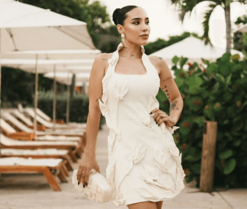 Luisa Fernanda W con un vestido blanco